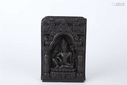 A Black Stone Manjusri Bodhisattva Buddha Statue