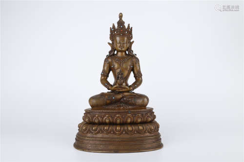 A Gilt Copper Amitayus Buddha Statue