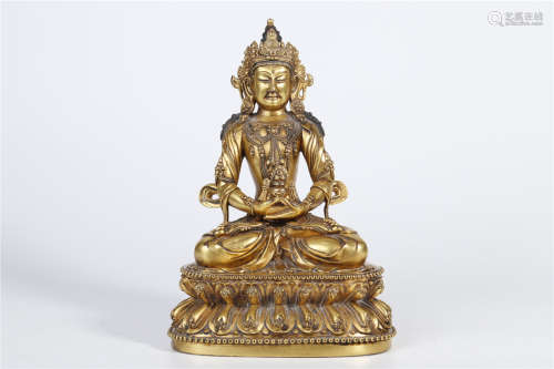 A Gilt Copper Amitayus Buddha Statue