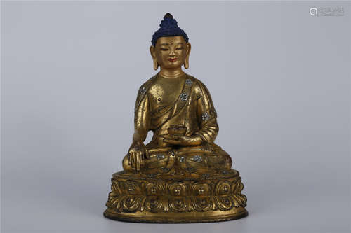 A Gilt Bronze Bhaisajyaguru Buddha Statue