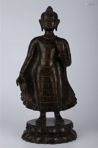 A Bronze Standing Sakyamuni Buddha Statue