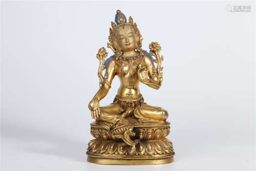 A Gilt Copper Whita Tara Buddha Statue
