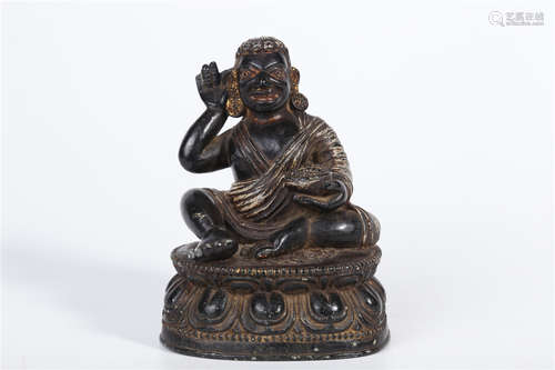 A Black Stone Milarepa Buddha Statue