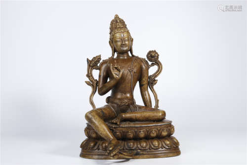 A Alloy Copper Green Tara Buddha Statue