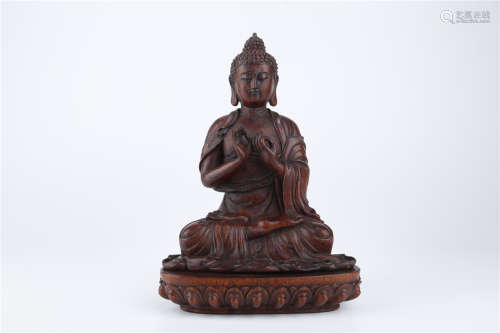 A Bamboo Sakyamuni Buddha Statue.