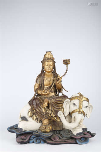 A Wood Samantabhadra Bodhisattva Buddha Statue