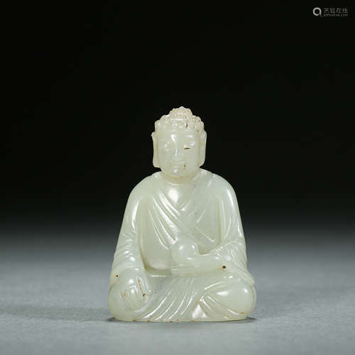 Qing Dynasty,Hetian Jade Buddha Statue