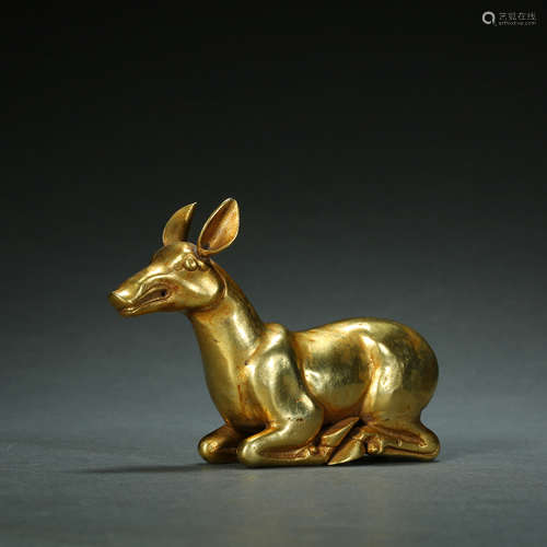 Qing Dynasty,Silver Gilt Deer