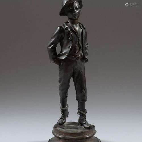 Marcel DEBUT (1865-1933) L'Ecolier Bronze à patine brune sig...