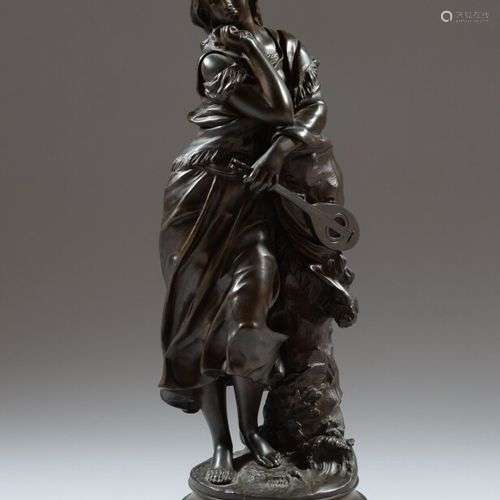 Adrien Etienne GAUDEZ (1845-1902) Mignon Bronze à patine bru...