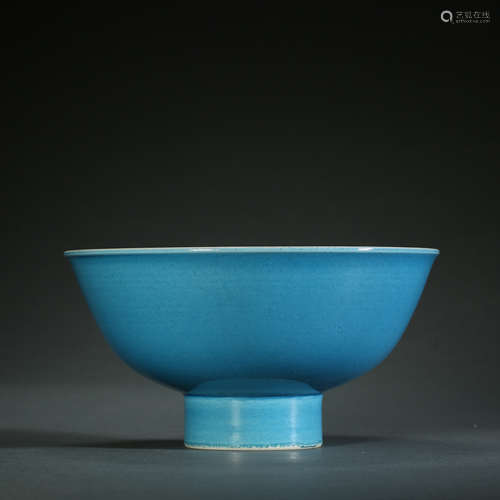 Ming Dynasty,Peacock Blue Glaze Bowl