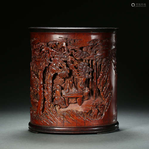 Qing Dynasty,Bamboo Carving Pen Container