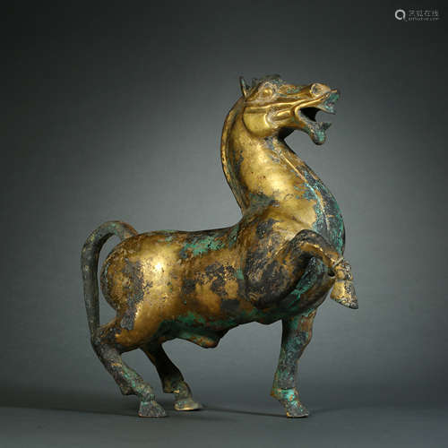 Tang Dynasty, Bronze Gilt Horse