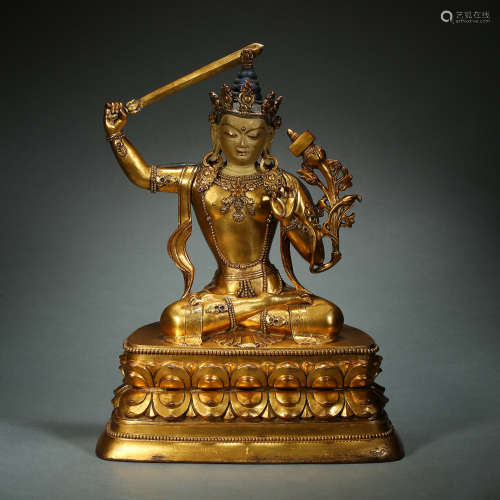 Qing Dynasty, Bronze Gilt Buddhisattva Statue