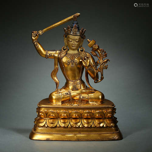 Qing Dynasty, Bronze Gilt Buddhisattva Statue