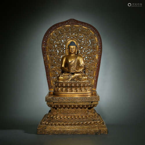 Ming Dynasty, Bronze Gilt Sakyamuni Buddha Statue