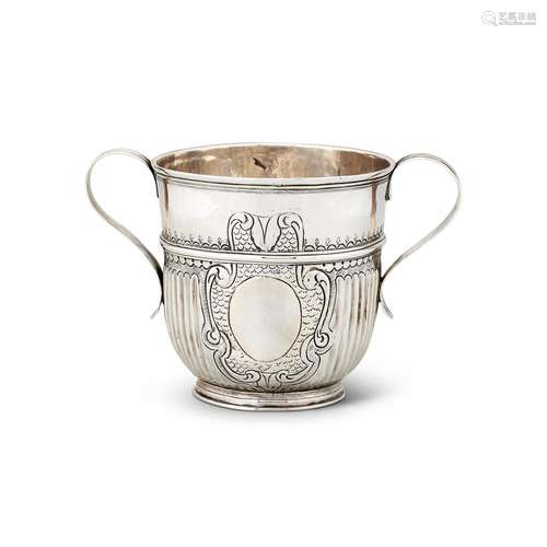 A QUEEN ANNE SILVER TWIN HANDLED CUP BY JOHN WISDOME