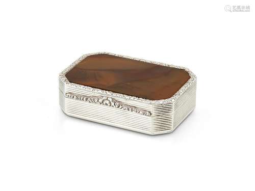 A GEORGE IV SILVER AND AGATE CANTED-RECTANGULAR SNUFF BOX PR...