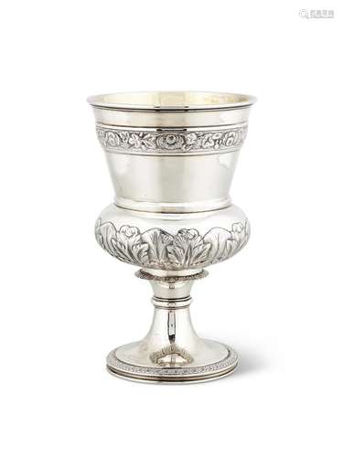 A GEORGE IV SILVER CAMPANA SHAPE GOBLET BY HYAM HYAMS