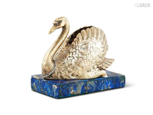 A VICTORIAN SILVER GILT SWAN TABLE ORNAMENT BY EDWARD, JOHN ...