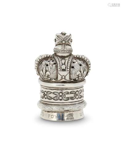 A LATE VICTORIAN SILVER NOVELTY PEPPERETTE BY ELLIS & CO