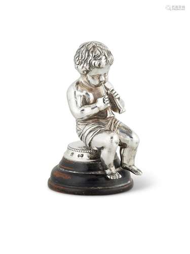 A VICTORIAN SILVER MODEL OF A PUTTO BY S. SMITH & SON