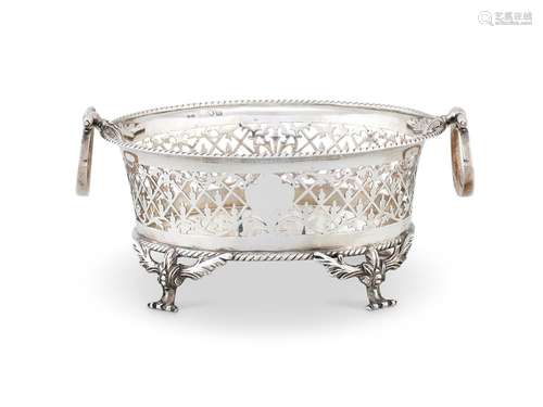 A SILVER OVAL TWIN HANDLED BASKET BY PHILIP HANSON ABBOT