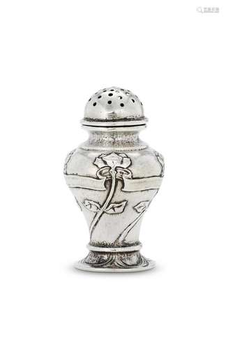 AN ARTS AND CRAFTS HAMMERED SILVER INVERTED BALUSTER PEPPER ...