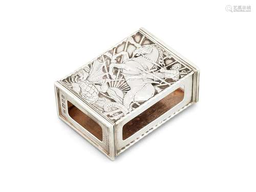 AN ARTS AND CRAFTS SILVER LARGE RECTANGULAR MATCHBOX HOLDER ...