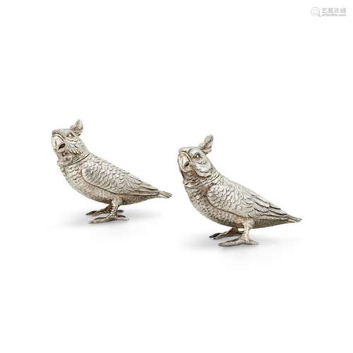 A PAIR OF SILVER NOVELTY PEPPERETTES BY EDWARD BARNARD &...