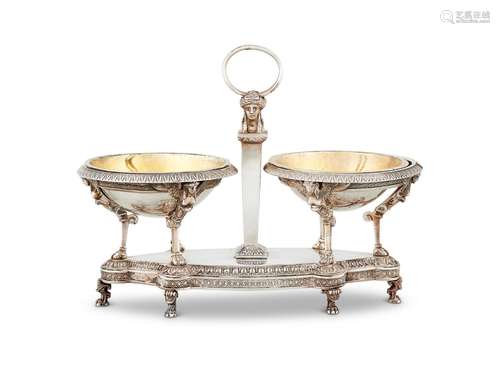 AN EARLY 19TH CENTURY FRENCH DOUBLE SALT STAND