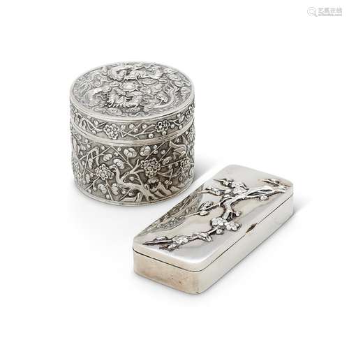 TWO CHINESE EXPORT SILVER BOXES