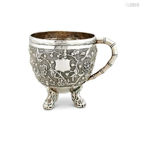 A CHINESE EXPORT SILVER BREAKFAST CUP BY SING FAT