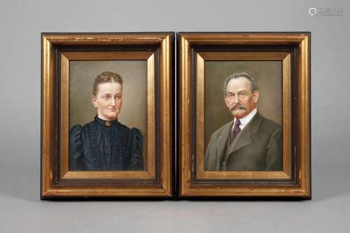 Böhmen Paar Bildplatten Portraitpendants