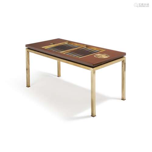 TOMMASO BARBI (XXE) Table à jeux de jacquet, circa 1970, pié...