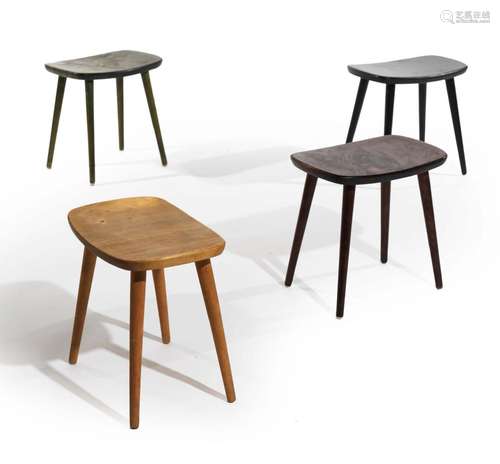 YNGVE EKSTRÖM (1913-1988) SUITE DE QUATRE TABOURETS «PALLE»