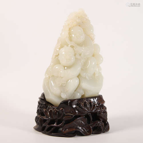 A Carved Hetian Jade Hehe Immortals