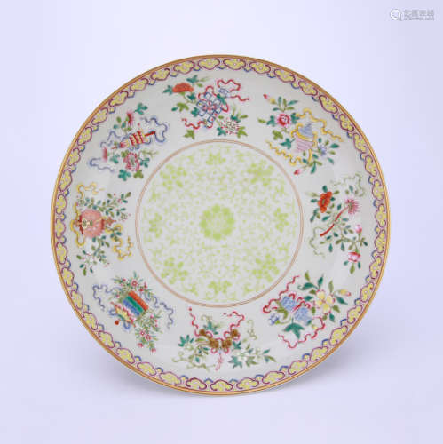 A Famille Rose Eight Treasures Plate