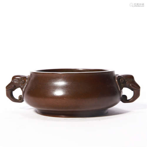 A Bronze Double-Eared Censer