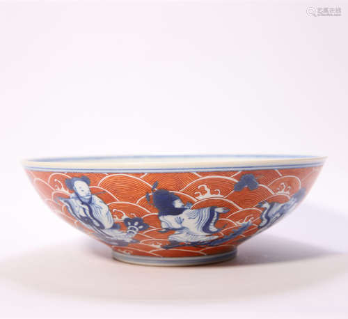 An Iron-Red Glaze Eight Immortals  Bowl