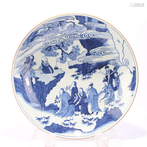 A Blue and White Figure Plate