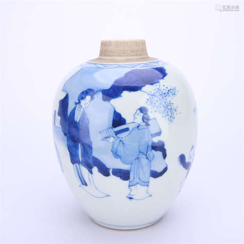 A Blue and White Figure Jar