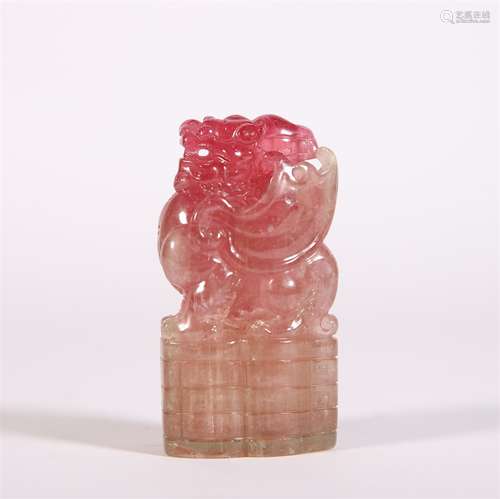 A Carved Tourmaline Beast Seal