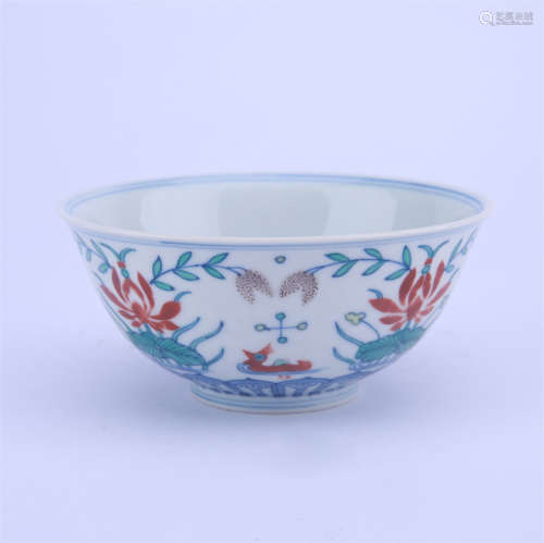 A Doucai Glaze Mandarin Ducks and Lotus Pond Cup