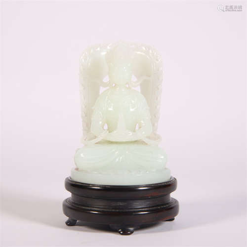 A Carved Hetian Jade Figure Statue