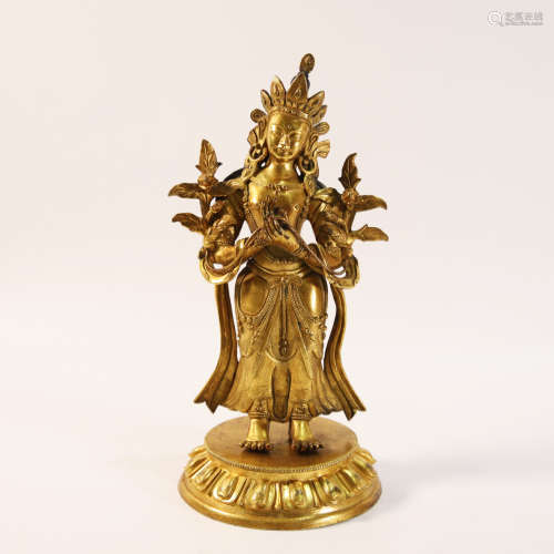 A Gilt Bronze Figure of Maitreya