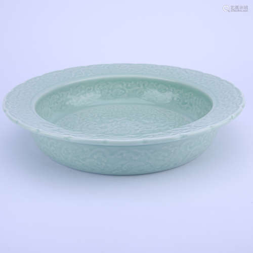 A Celadon Glaze Lotus Plate