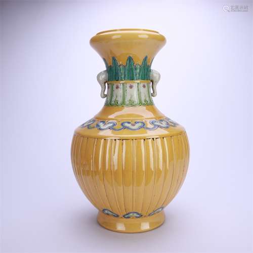 A Yellow Glaze and Sancai Glaze Bottle Vase