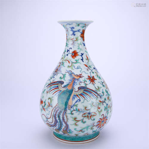 A Doucai Glaze Dragon and Phoenix Pear-Shape Vase