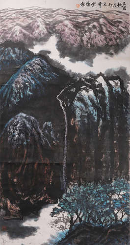 A Chinese Landscape Painting Paper Scroll, Song Yugui Mark